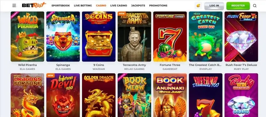 BetRiot Online Casino slots