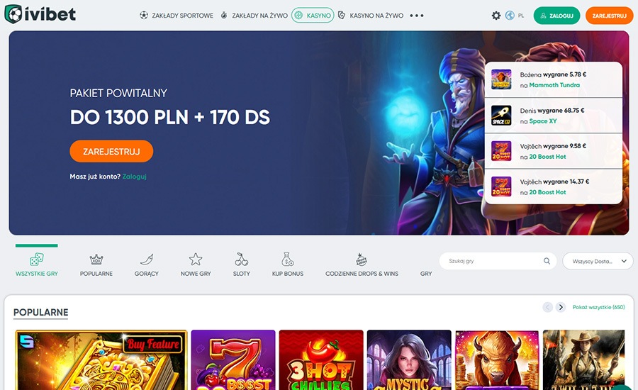 Ivibet Casino Opinie - 1300 zł + 170 Darmowe Spiny